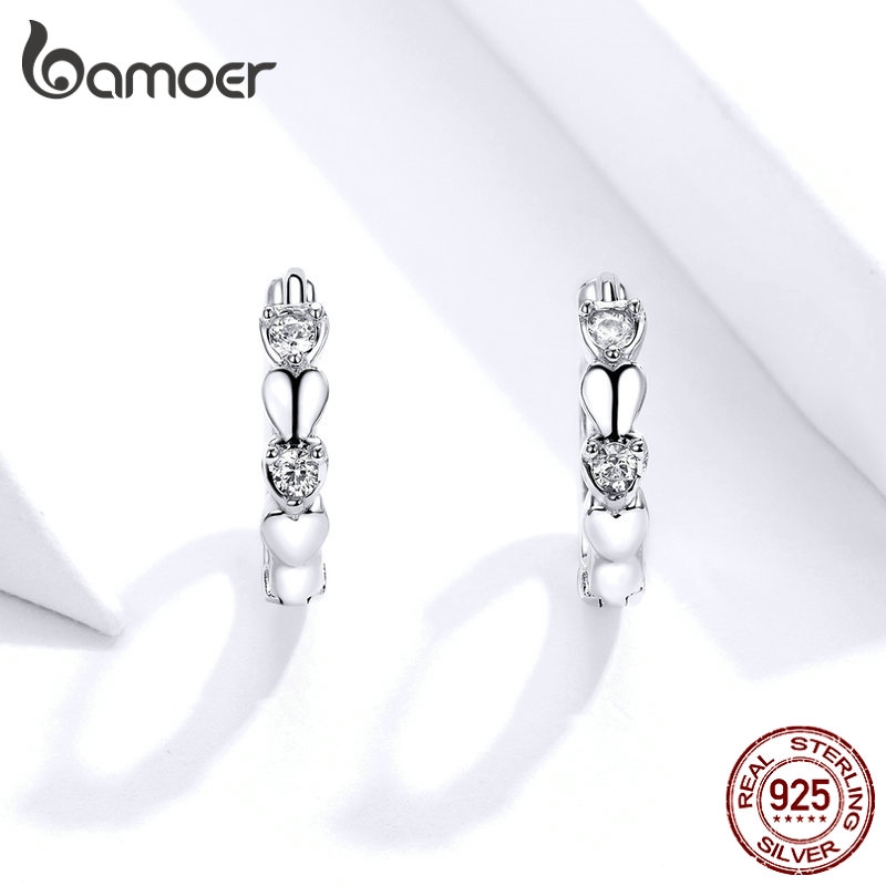 Khuyên tai vòng hình trái tim Bamoer thời trang