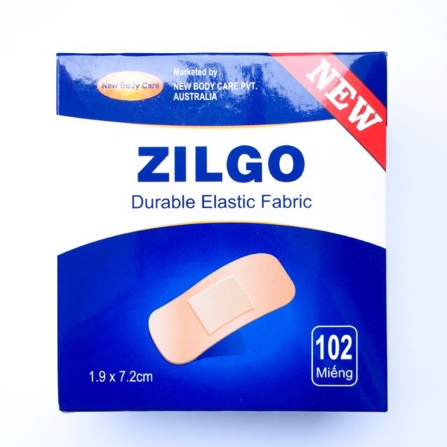 Băng urgo dán vết thương Zilgo hộp 102 miếng (1,9cm x 7,2cm)