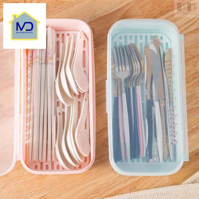 Hộp đựng đũa thìa có nắp cao cấp 0768