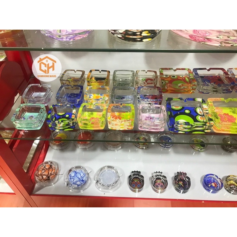 Gạt Tàn Thủy Tinh Cao Cấp Sang Trọng, Gạt Tàn Thủy Tinh 3D hình Vuông, Tròn