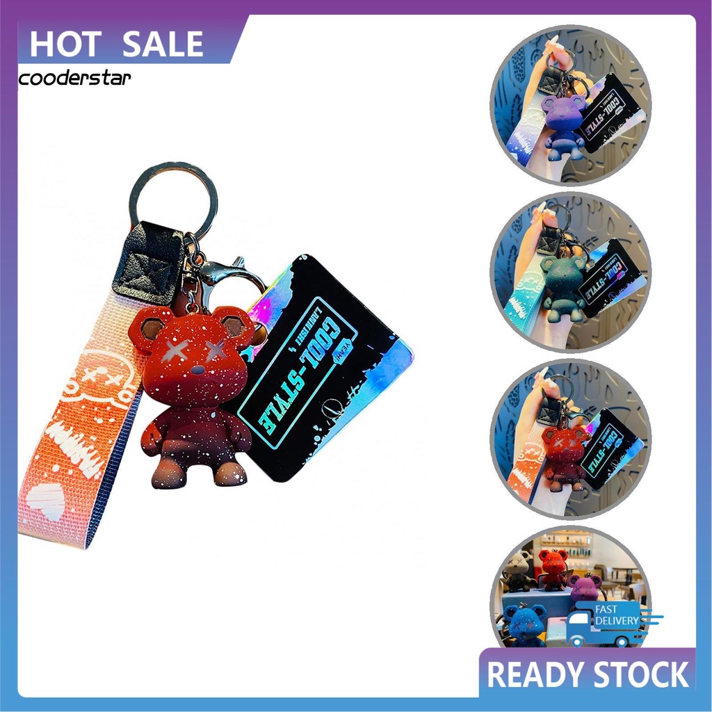 Móc khóa mặt trang sức chú gấu trang trí balo điện thoại bằng resin màu gradient đáng yêu chống mài mòn