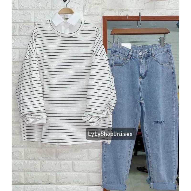 Áo Thun Kẻ Oversize (Ảnh Thật 100%)