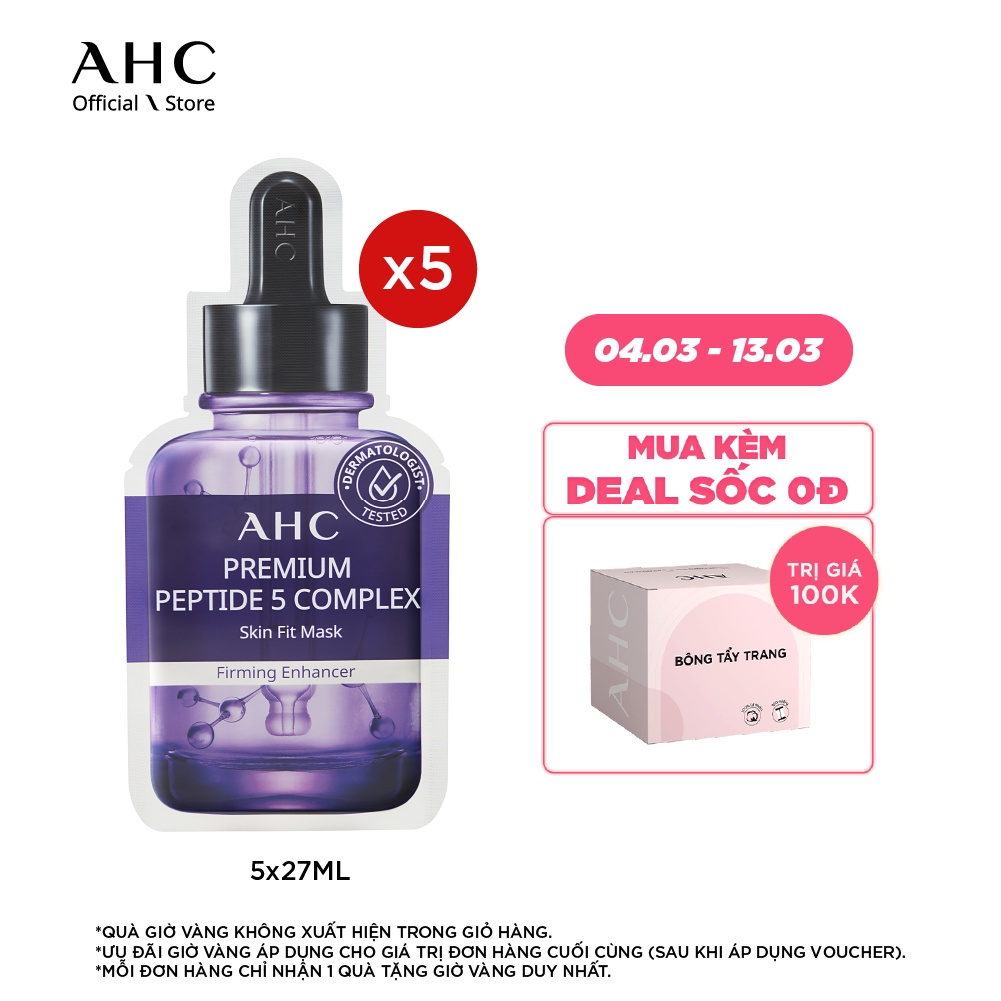 Mặt Nạ Giấy Săn Chắc Da AHC Premium Peptide 5 Complex Mask (27ml x 5 miếng)