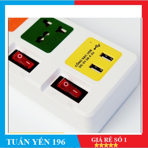 Ổ cắm điện đa năng Honjianda Có USB Dây 3m- an toàn chống quá tải