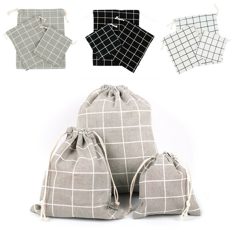 Túi Vải Lanh Cotton Dây Rút Đựng Đồ Du Lịch Tiện Dụng