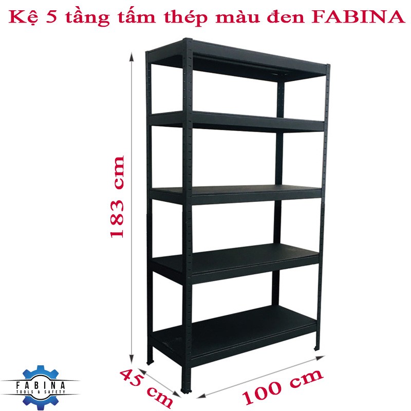 Kệ 5 tầng tấm thép màu đen FABINA 100cm