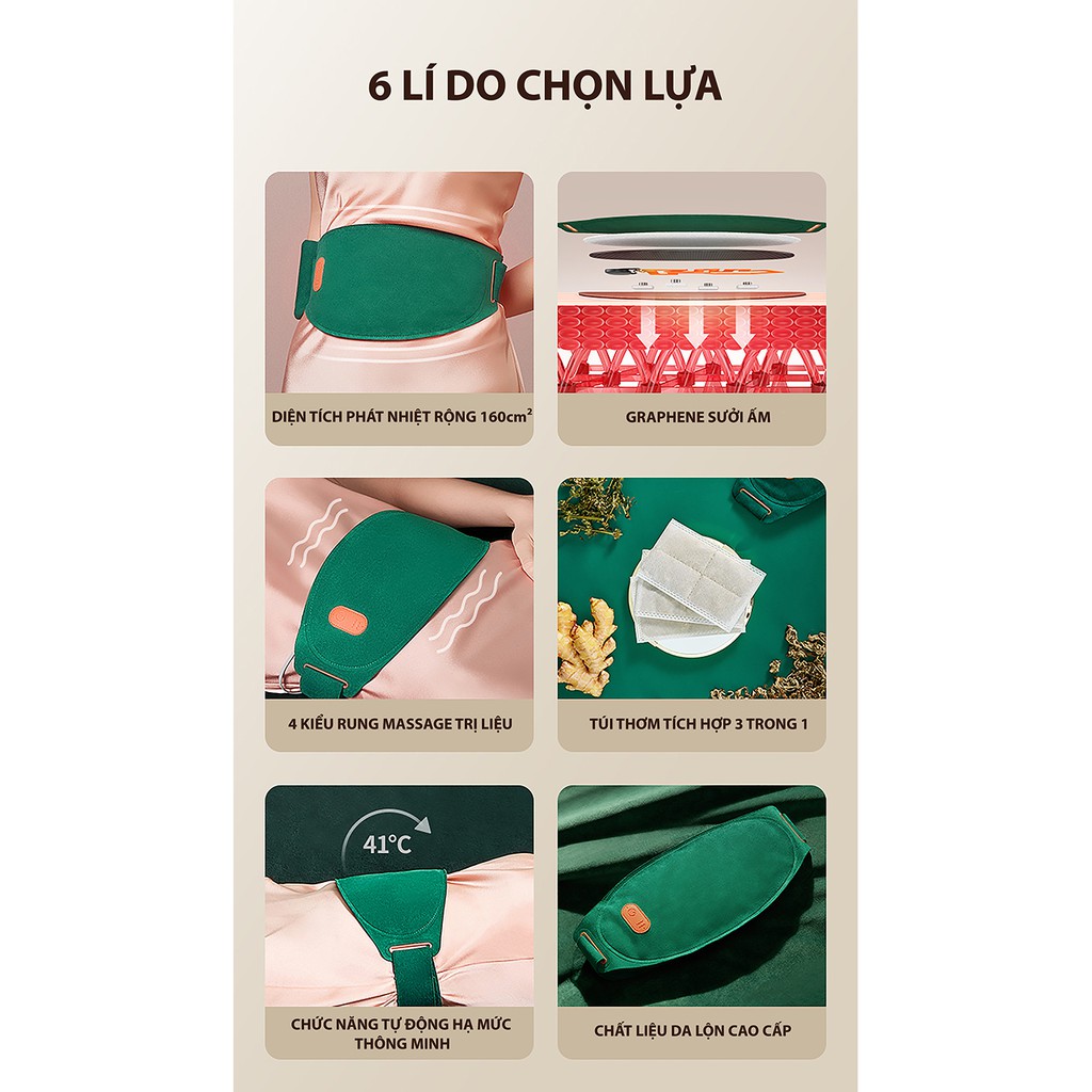 Túi chườm nóng bụng dưới - đai massage làm ấm tử cung jisulife uw01 - ảnh sản phẩm 9