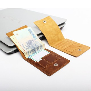 Ví sen mini,bóp/ ví nam da bò sáp nguyên tấm nhỏ gọn bảo hành 12 tháng