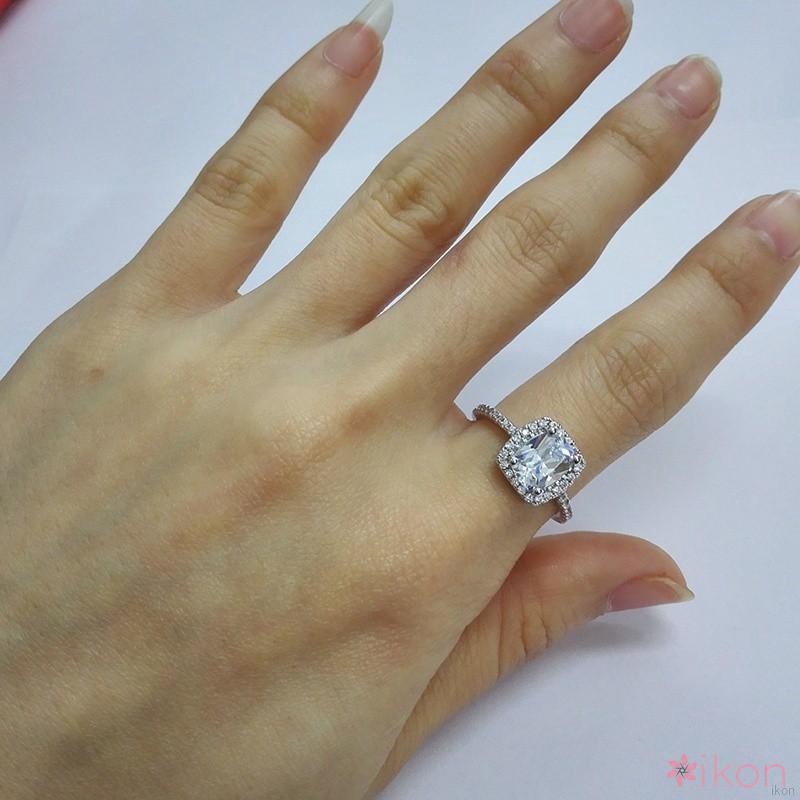 Nhẫn mạ bạch kim đính đá zircon thời trang cho nữ