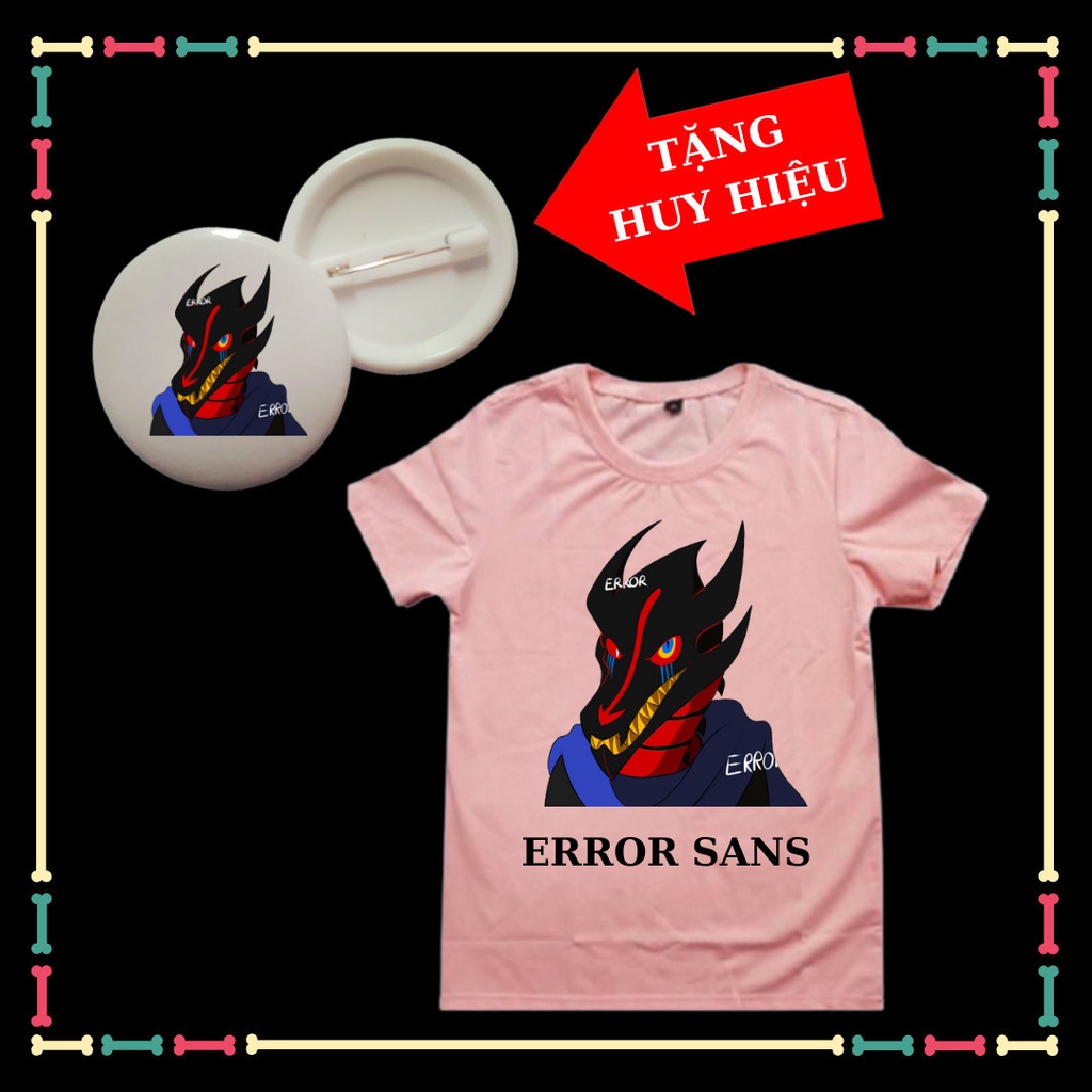 Áo Error Sans siêu ngầu cho trẻ em bé trai bé gái tay ngắn vải thun thái mềm mịn co giãn 4 chiều-Tặng Huy Hiệu Error 404