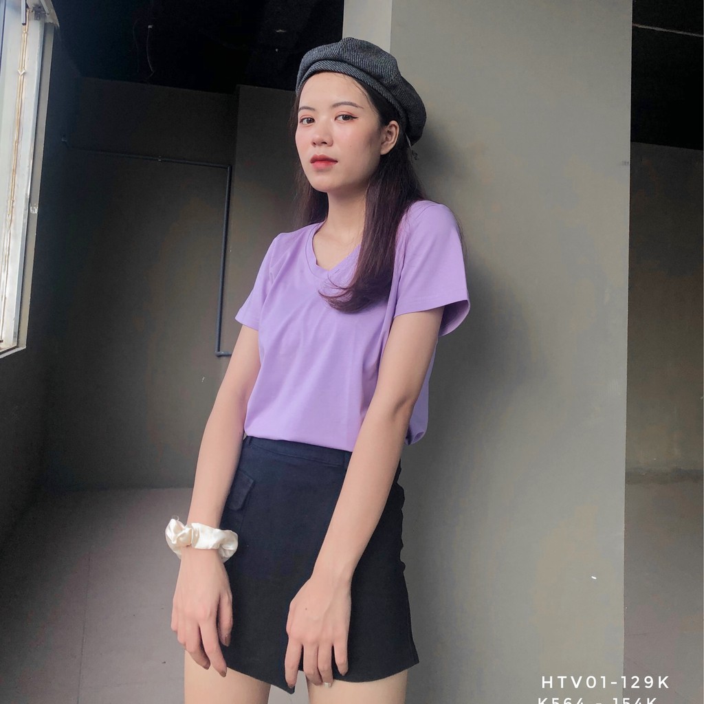 (ẢNH THẬT) Áo Thun Nữ Cổ Tim HTV01 MINA