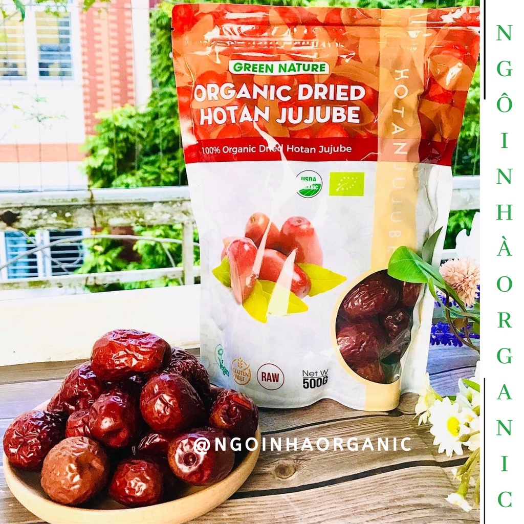 Táo đỏ Hotan hữu cơ 500g Green Nature Organic Dried Hotan Jujube