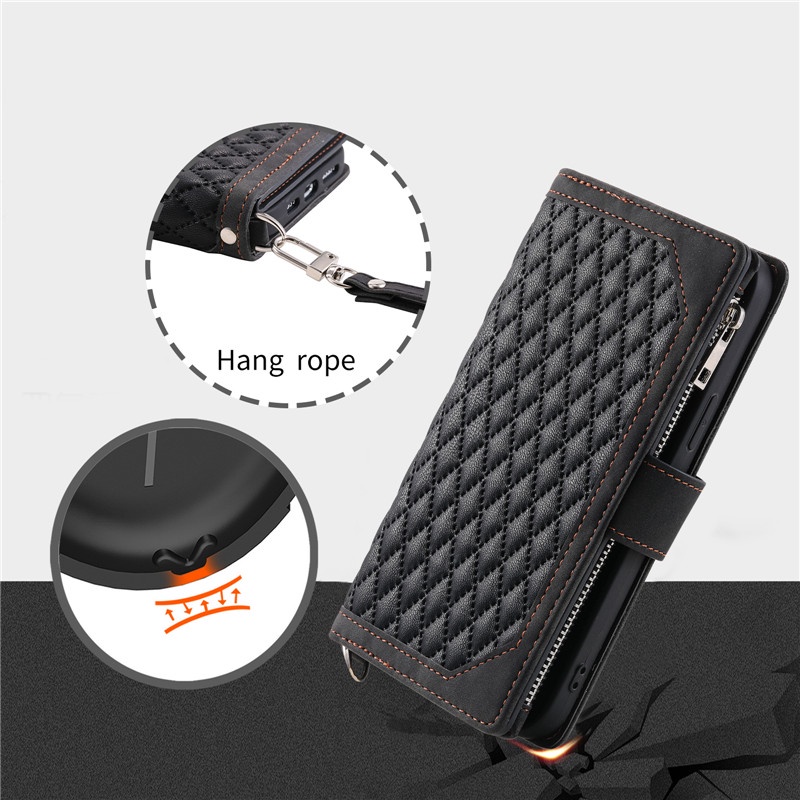 Bao Da Điện Thoại Nắp Lật Từ Tính Tích Hợp Ví Khóa Kéo Và Giá Đỡ Dành Cho IPhone11 Pro Max I6 I7 I8 Plus Se Se3