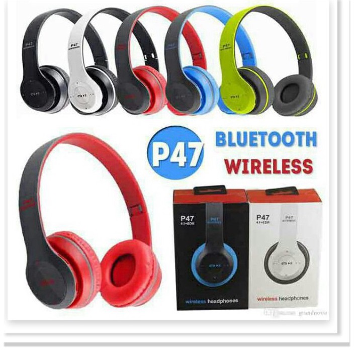 Tai nghe chụp tai cao cấp có khe thẻ nhớ - Bluetooth- FM P47 | BigBuy360 - bigbuy360.vn