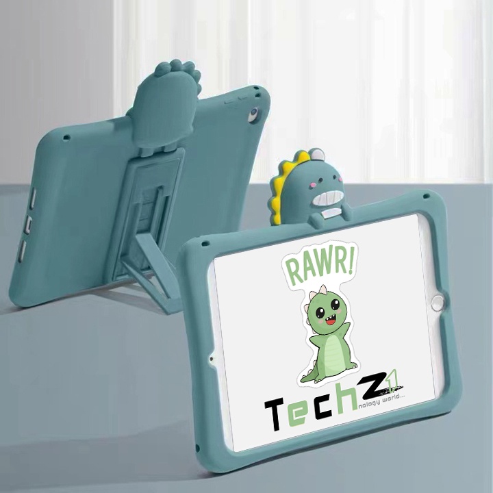 [CÓ CHÂN ĐỠ] Ốp iPad mini, iPad Air, iPad Pro các dòng máy chất liệu silicon hình khủng long dễ thương - Mã TZAT907