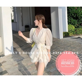 [Hàng Có Sẵn] Bigsize Set Voan Tay Dài (Từ 55kg đến 90kg)