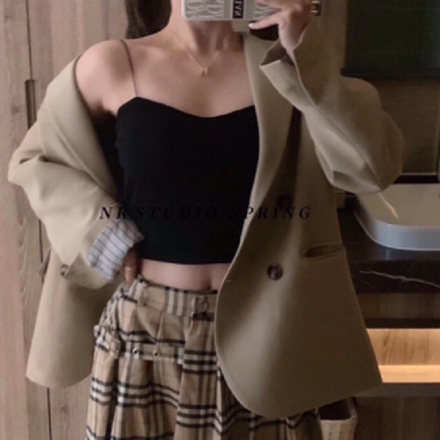 Áo Bra Hai Dây Mảnh Dáng Lửng Croptop 2055