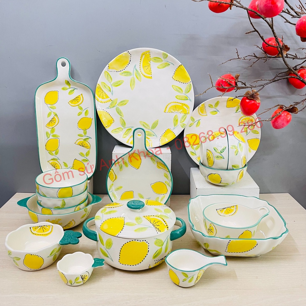 Chén Dĩa Dễ Thương Đĩa Sứ Set Bát Đĩa Decor Bát Ăn Cơm Chén Sứ Đẹp Tổng hợp các sét Chanh vàng xinh yêu cho gia đình.