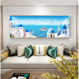 Tranh treo tường hiện đại phong cảnh biển thiên nhiên Châu Âu chất liệu bóng kính hoặc vải canvas ZTU_236112