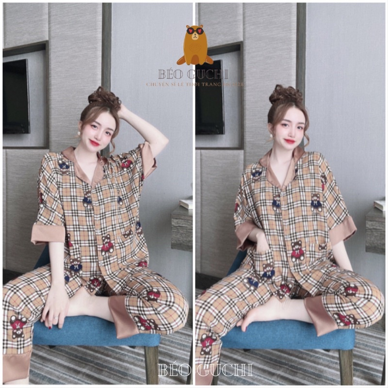 Dài cánh dơi 50-110kg K2CDM Béo Guchi Bigsize Pijama Lụa Mango cao cấp - Đồ bộ mặc nhà nữ