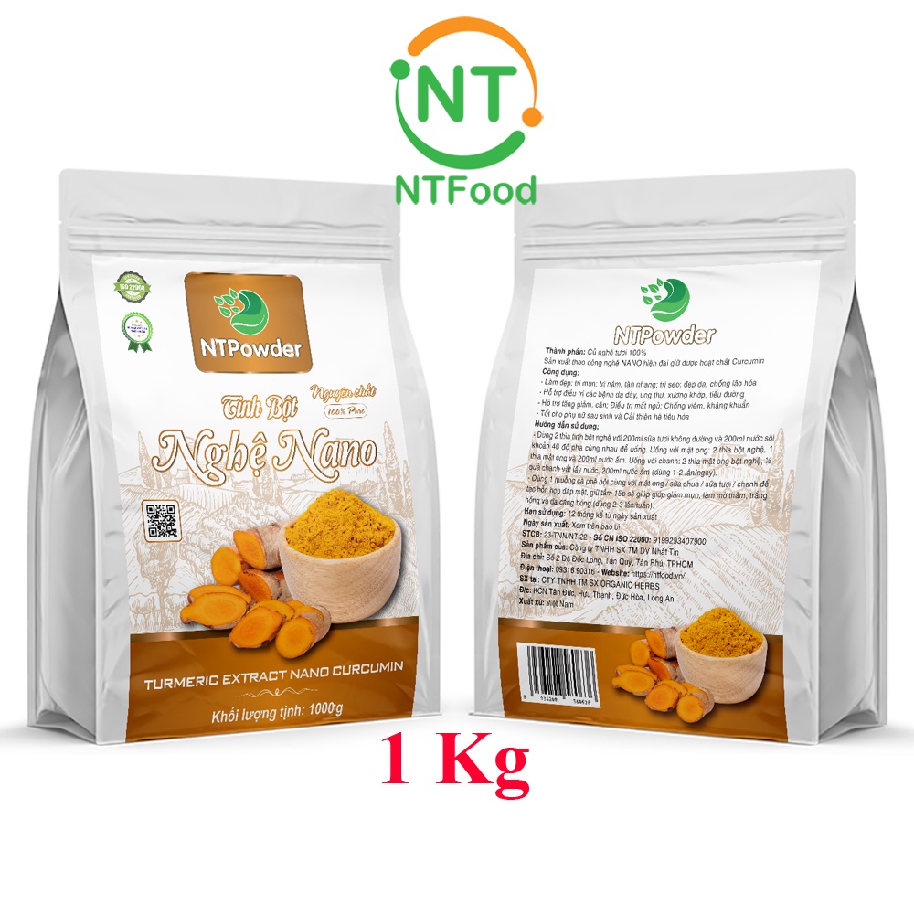 [Sỉ 1 Kg] Tinh Bột Nghệ Nano sấy lạnh nguyên chất NTPowder - Nhất Tín Food