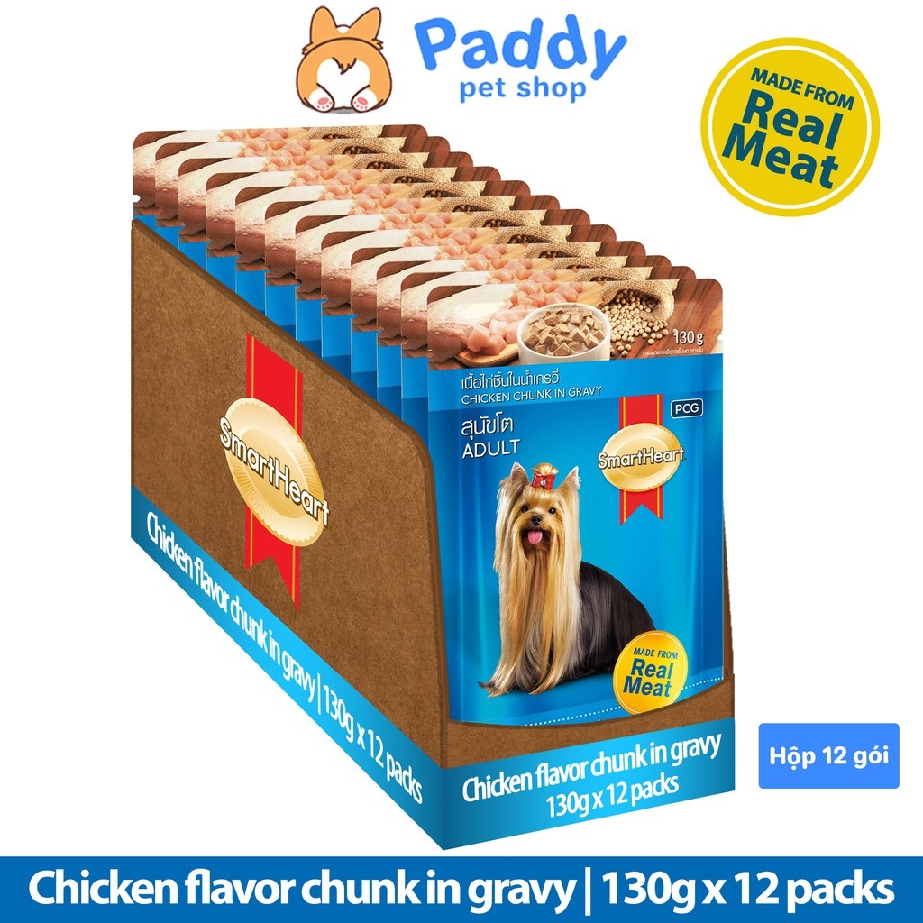 [Hộp 12 gói] Pate SmartHeart Cho Chó Mọi Lứa Tuổi 130g