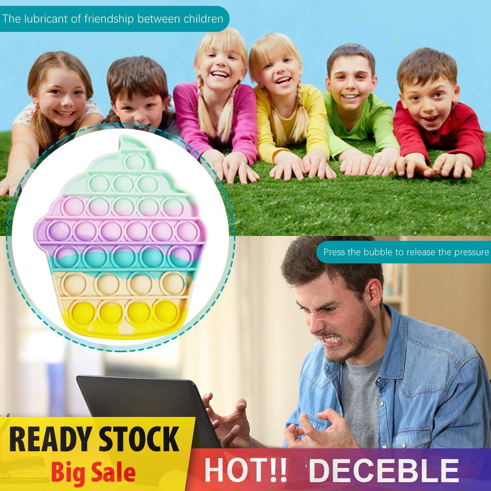 Pop It Fidget Đồ chơi Silicone Ice Cream Push Bubble Sensory Đồ chơi Anti Stress Fidget Đồ chơis Rainbow