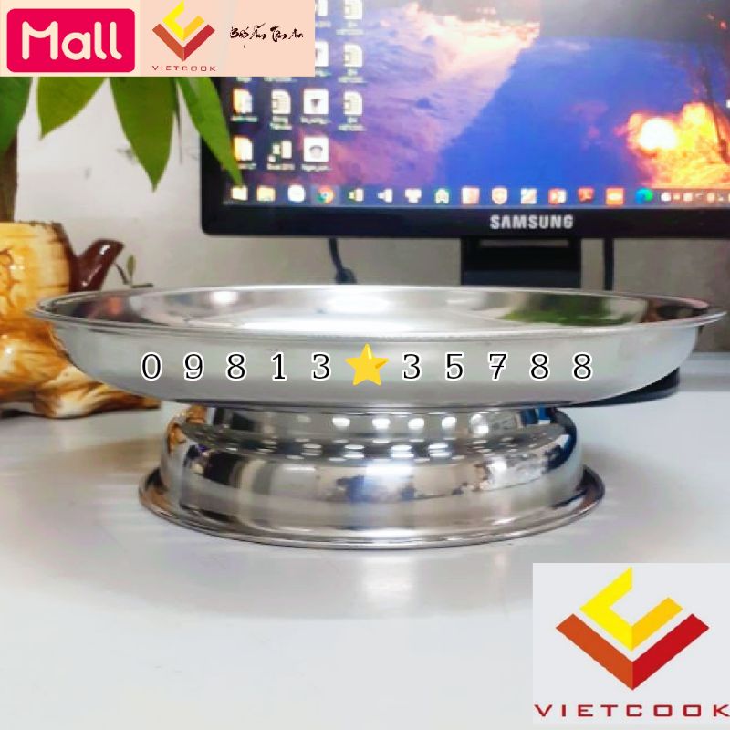 Vỉ hấp inox VIETCOOK cách thủy size 20, 22, 24 cm có chân đế, xửng hấp chính hãng