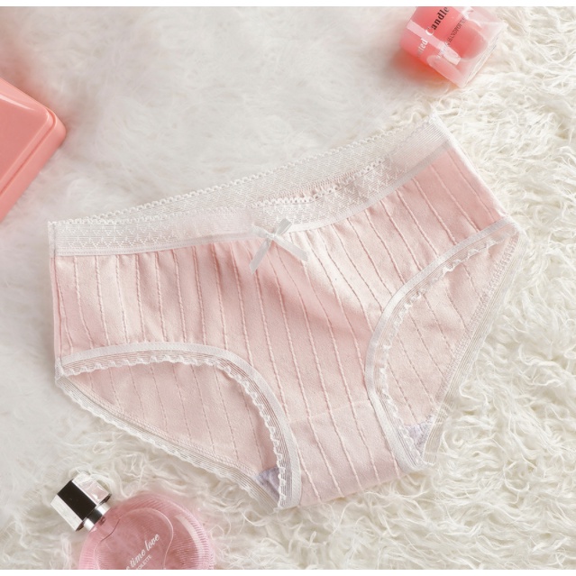 Quần lót nữ Cotton gân tăm đính nơ viền ren dễ thương có chọn size chọn màu QL13 | BigBuy360 - bigbuy360.vn