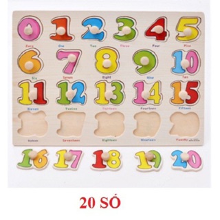 Combo 3 bảng gỗ có núm số đến 20, chữ in hoa và chữ thường