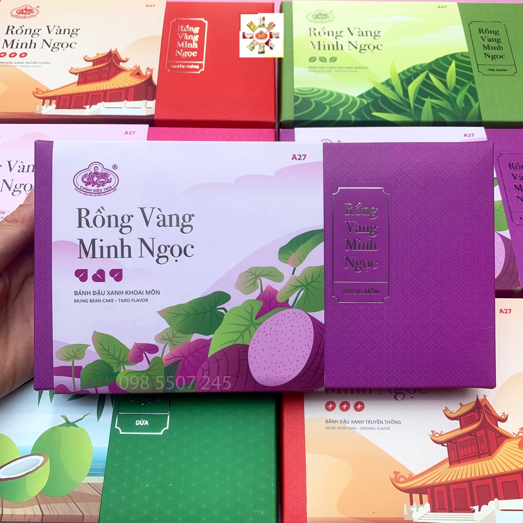 Bánh Đậu Xanh Minh Ngọc A27 Vị Khoai Môn - Rồng Vàng Minh Ngọc