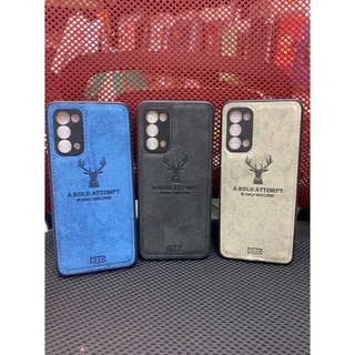 Ốp oppo Reno5 viền dẻo lưng kiểu vải in logo thời trang có viền bảo vệ camera