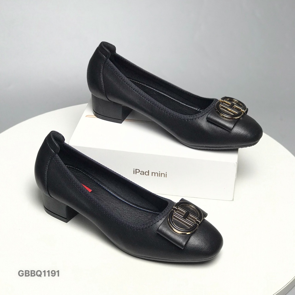 Giày công sở nữ BQ ❤️FREESHIP❤️ Giày cao gót trung niên mũi tròn da mềm bo chun đế cao su đúc liền khối cao 3cm GBBQ1191