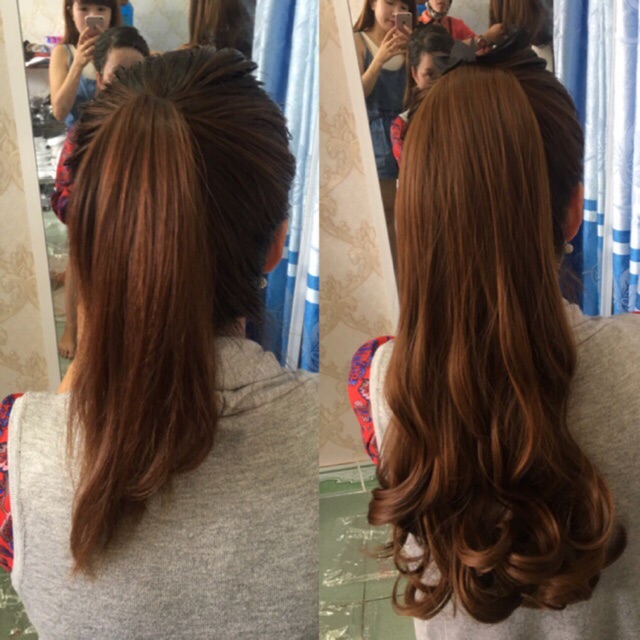 Tóc cột xoăn đuôi - ảnh thật shop chụp 