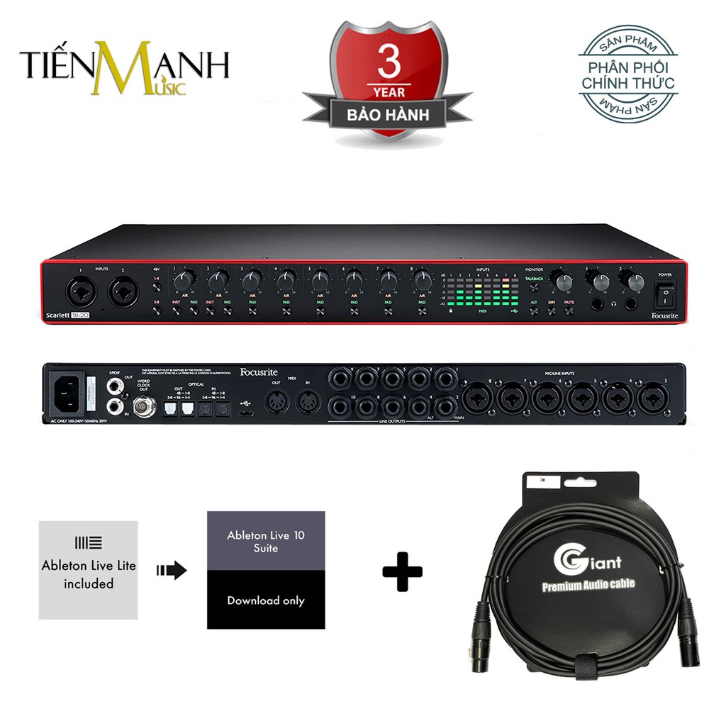 [Tặng Cable] Focusrite Scarlett 18i20 Gen 3 Sound Card Âm Thanh - Focus USB Audio Interface SoundCard (3rd - Gen3)