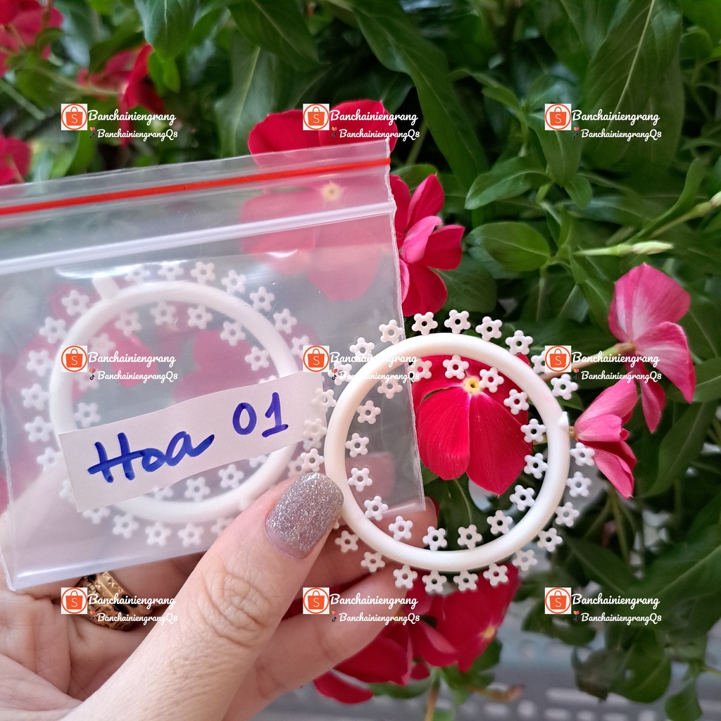 Banchainiengrang| Thun gắn mắc cài hoạt hình hoa hoa, thun niêng răng dễ thương
