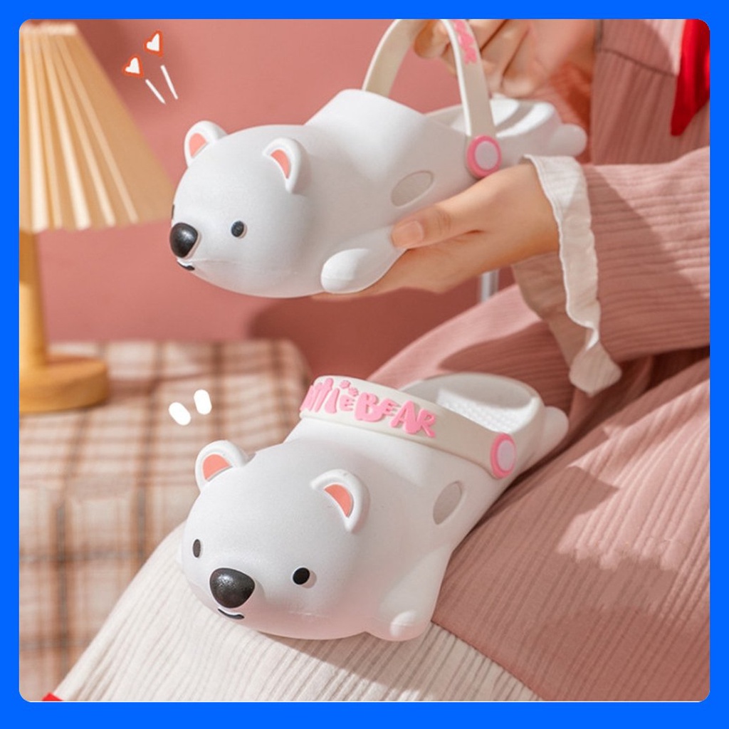 Dép sục nữ bánh mì gấu béo đáng yêu quai hậu thời trang nữ đi êm nhẹ đế cao chống trượt cho học sinh sinh viên