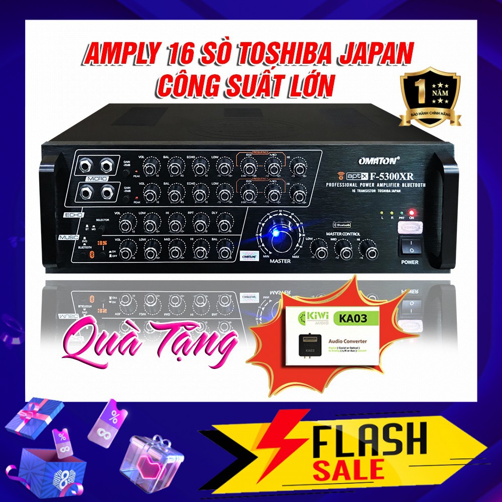 Ampli Bluetooth, Amply Karaoke Omaton F-5300XR 16 Sò HÀNG CAO CẤP - Tặng 1 bộ chuyển âm thanh cáp quang KIWI KA03 và dây