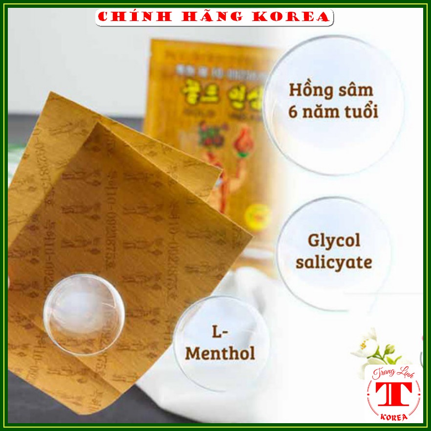 Cao dán hồng sâm 25 miếng Gold Insam cao cấp - Cao dán sâm chính hãng Korea, tranglinh