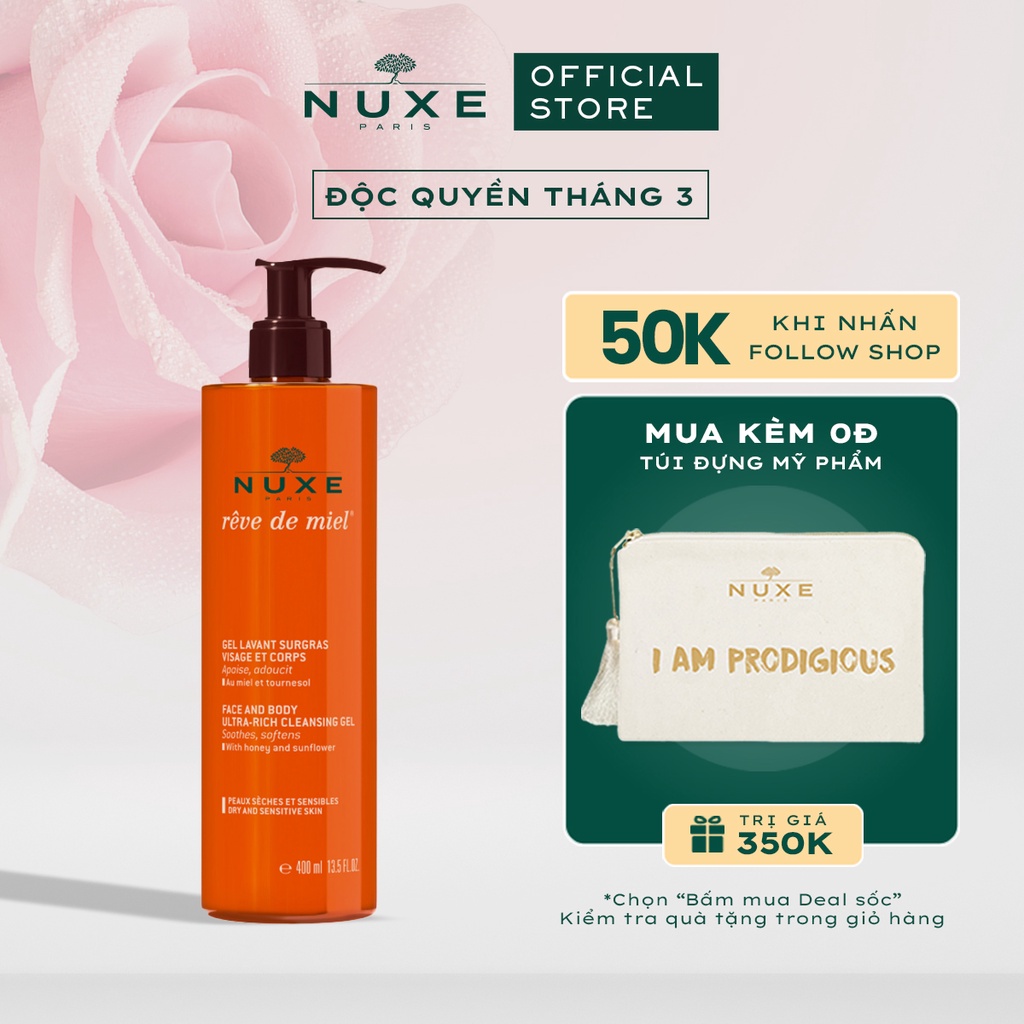 Gel rửa mặt và tắm toàn thân Nuxe Rêve de Miel® 400ml