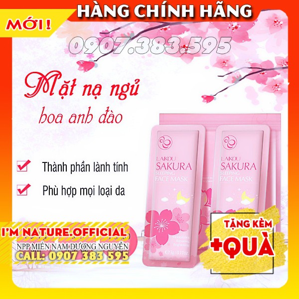 Set 2 Mặt Nạ Ngủ Laikou Sleep Mask Trà Xanh - Hoa Anh Đào - Tảo Biển - Ốc Sên