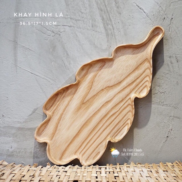 Khay gỗ tần bì hình lá
