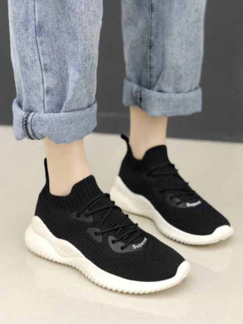 Giày sneaker bo chun mẫu mới đế mềm răng cưa SPM xịn đẹp đc chị em ưa chuộng