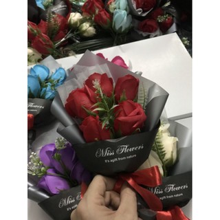 HOA HỒNG SÁP 5 BÔNG ĐỦ MÀU [ HÌNH THẬT]