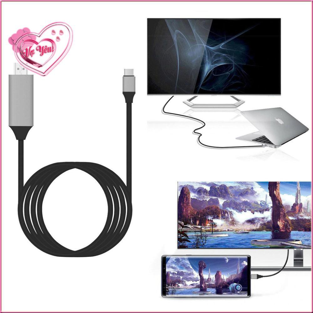 Cáp HDMI chuyển đổi Type C sang Tivi chuẩn HD-4K dài 2m , siêu nét - BH 1 tháng