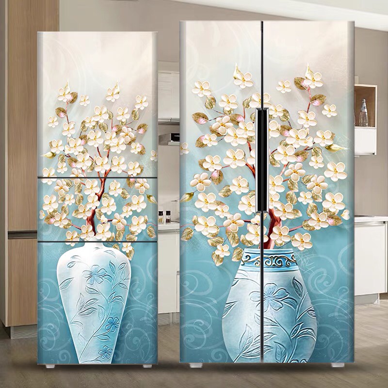 Decal dán tủ lạnh tuyết mai sum vầy shop HUỆ DECOR