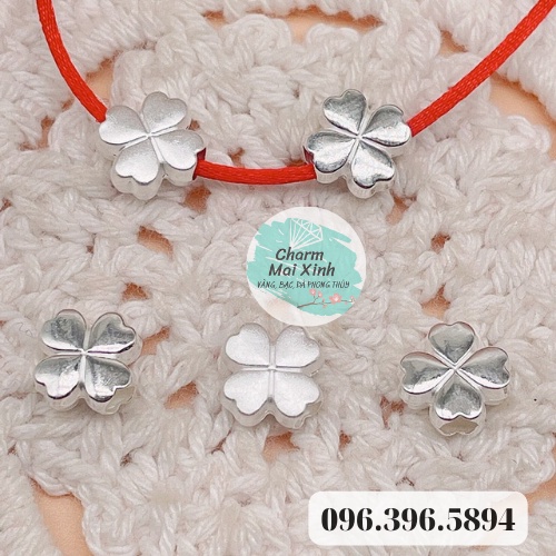 (S925) Cỏ Bốn Lá Bạc 925- phụ kiện xâu vòng tay nam nữ, charm phối vòng tay phong thuỷ handmade tự làm
