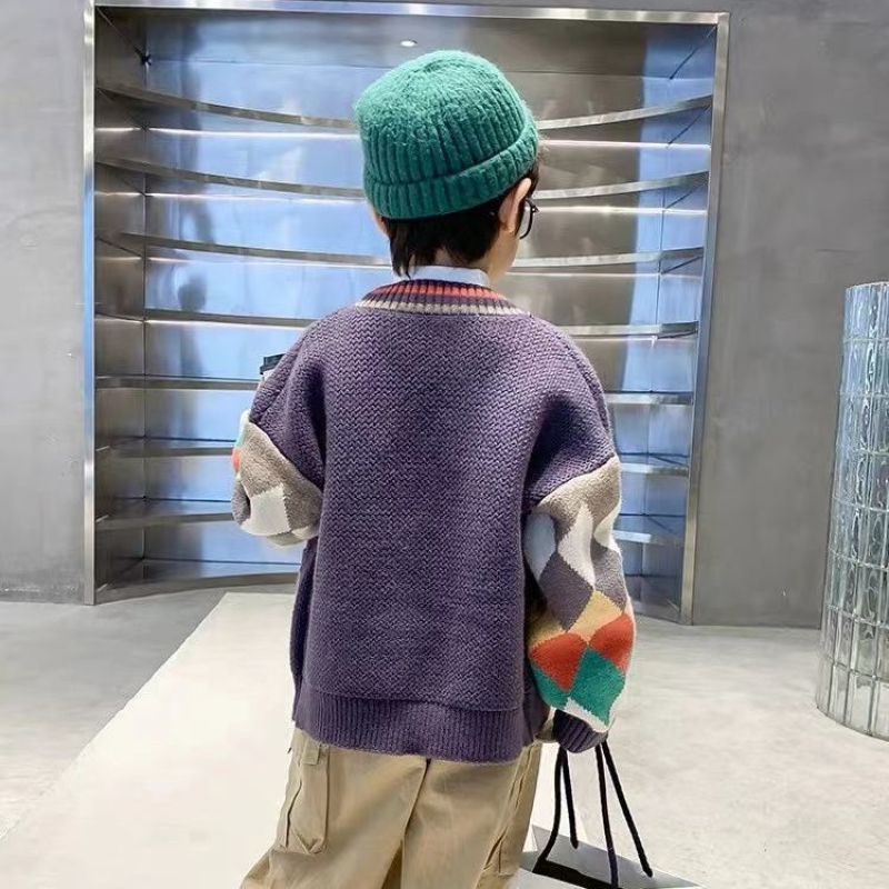 Áo Khoác Cardigan Dệt Kim Thời Trang Xuân Thu Cho Bé Trai