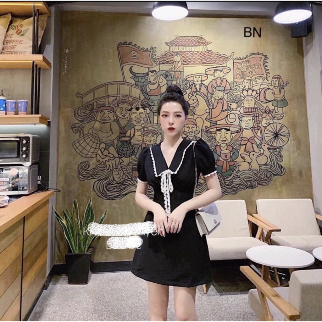 Váy đầm tay ren nữ bigsize từ 65-85kg đầm công sở ,dự tiệc trẻ trung, hoạ tiết cổ trắng , thun poly xịn | BigBuy360 - bigbuy360.vn