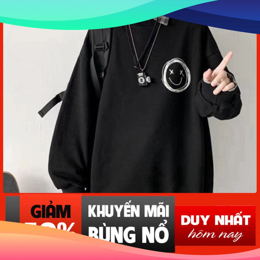 Áo sweater - TINOWEAR nỉ bông trơn hình icon mặt cười form rộng Unisex Thời trang unisex Tino | BigBuy360 - bigbuy360.vn